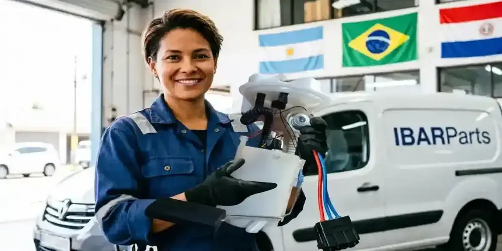 Catálogo de Bombas Coches y Utilitarios - IBARParts Técnico especializado verificarando bomba eléctrica de nafta con flotante TI Automotive 172020137R para Renault Kangoo 1.6L 16V - IBARParts Mercosur